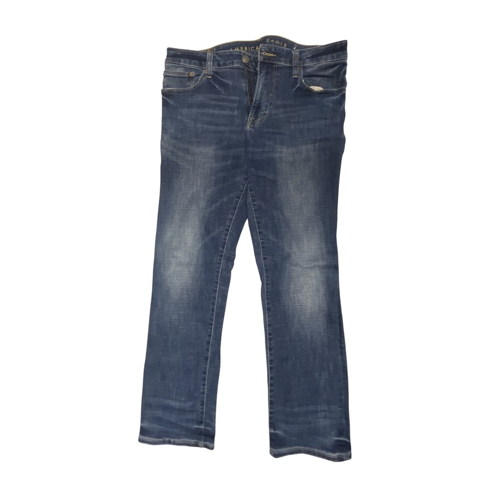 American Eagle Mens 34x32 Next Level Flex Slim Straight Jeans Medium Wash Blue